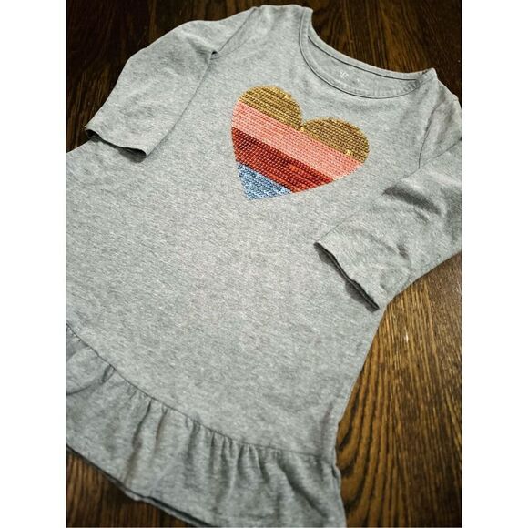 Arizona Jean Co Girls 7/8 Valentine Sequined Heart Embellished Heart Tunic Top B - Picture 1 of 6